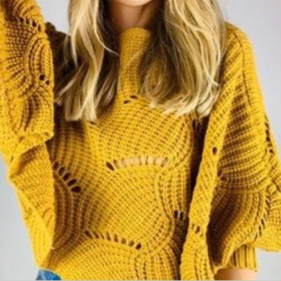 Elodie Sweaters - NWT Elodie Mustard Cropped Bat Wing Sleeve Sweater Size Large
